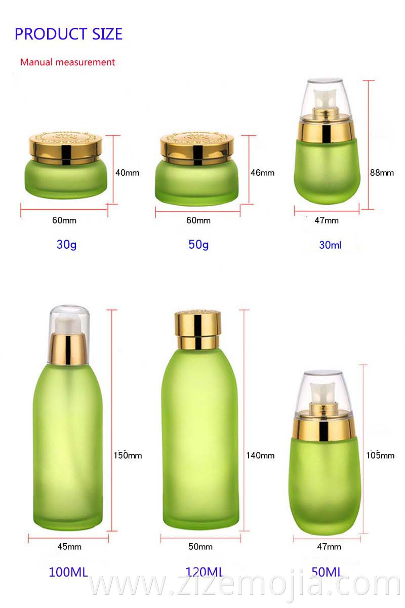 30ml 50ml 100ml Korea emerald cosmetic glass bottle set in stock